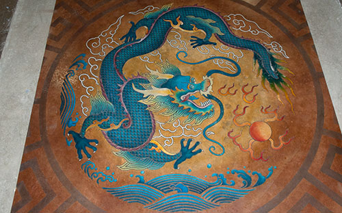 AmeriPolish went all out with their entry, which features a dragon from Floormap Stencil Designs. Jason Campbell of AmeriPolish and Chris Swanson of Colour did the polishing and coloring.