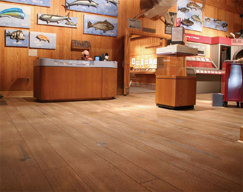 North Carolina Maritime Museum looks to have concrete floors installed that resembled original hemlock floors.