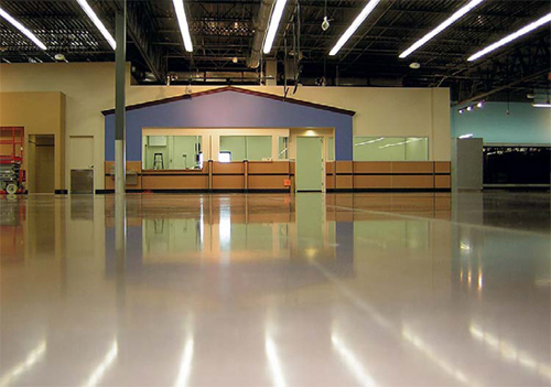 Polished concrete floor in a large retail chain.